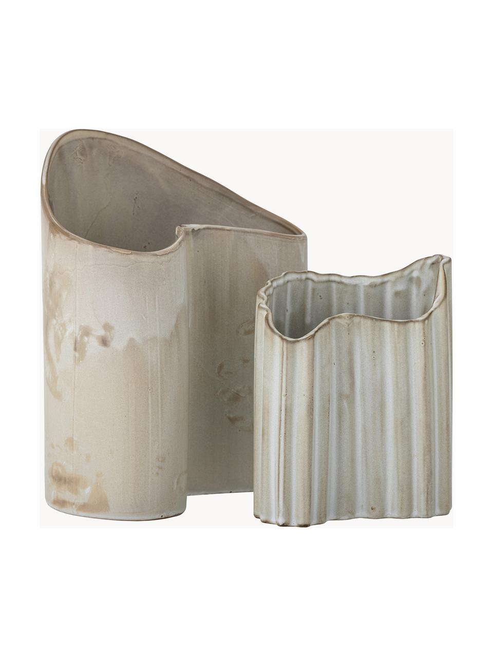 Handgefertigtes Vasen-Set Henaj aus Steingut, 2er-Set, Steingut, Beige, Set mit verschiedenen Größen