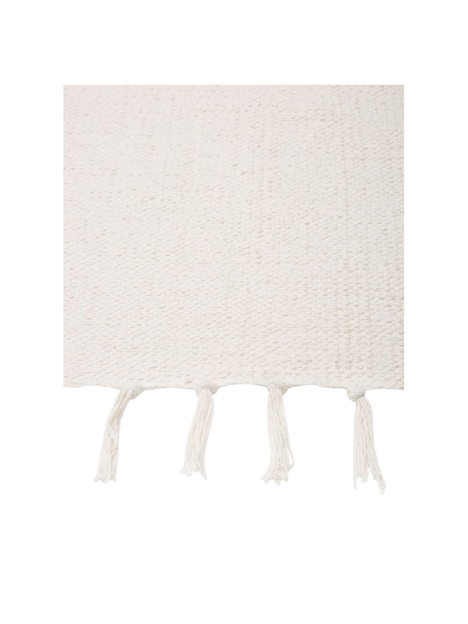 Tappeto in cotone tessuto a mano Agneta, 100% cotone, Bianco crema, Larg. 70 x Lung. 250 cm