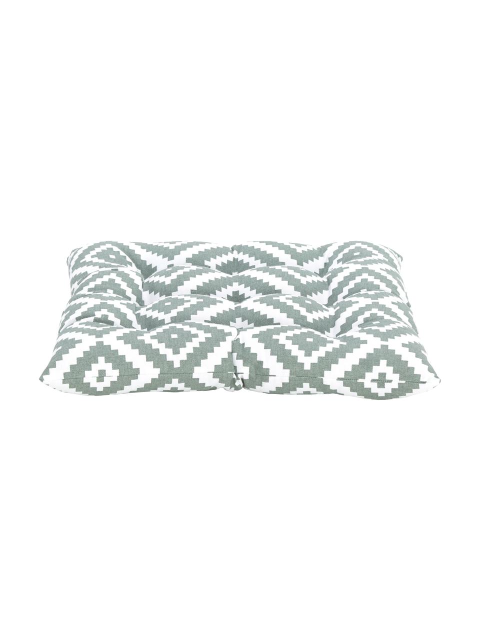 Cuscino sedia verde salvia/bianco Miami, Rivestimento: 100% cotone, Verde, Larg. 40 x Lung. 40 cm
