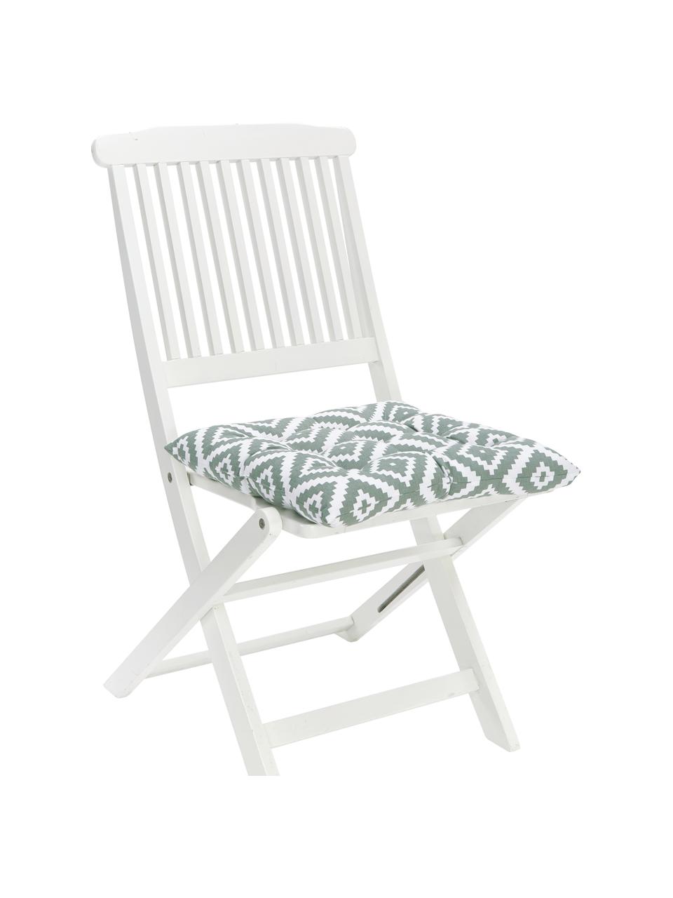 Cojín para silla Miami, Funda: 100% algodón, Verde salvia, blanco, An 40 x L 40 cm