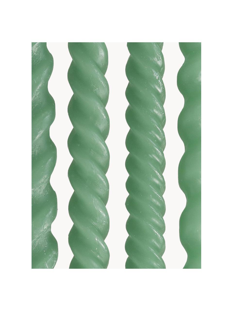 Stabkerzen Spiral, 4er-Set, Wachs, Grün, H 31 cm