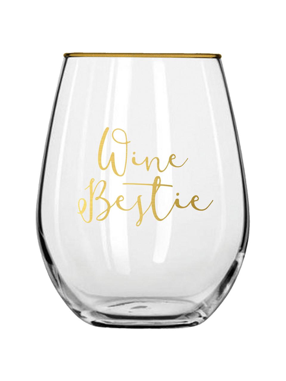 Szklanka Wine Bestie, 2 szt., Szkło, Transparentny, odcienie złotego, Ø 10 x W 13 cm