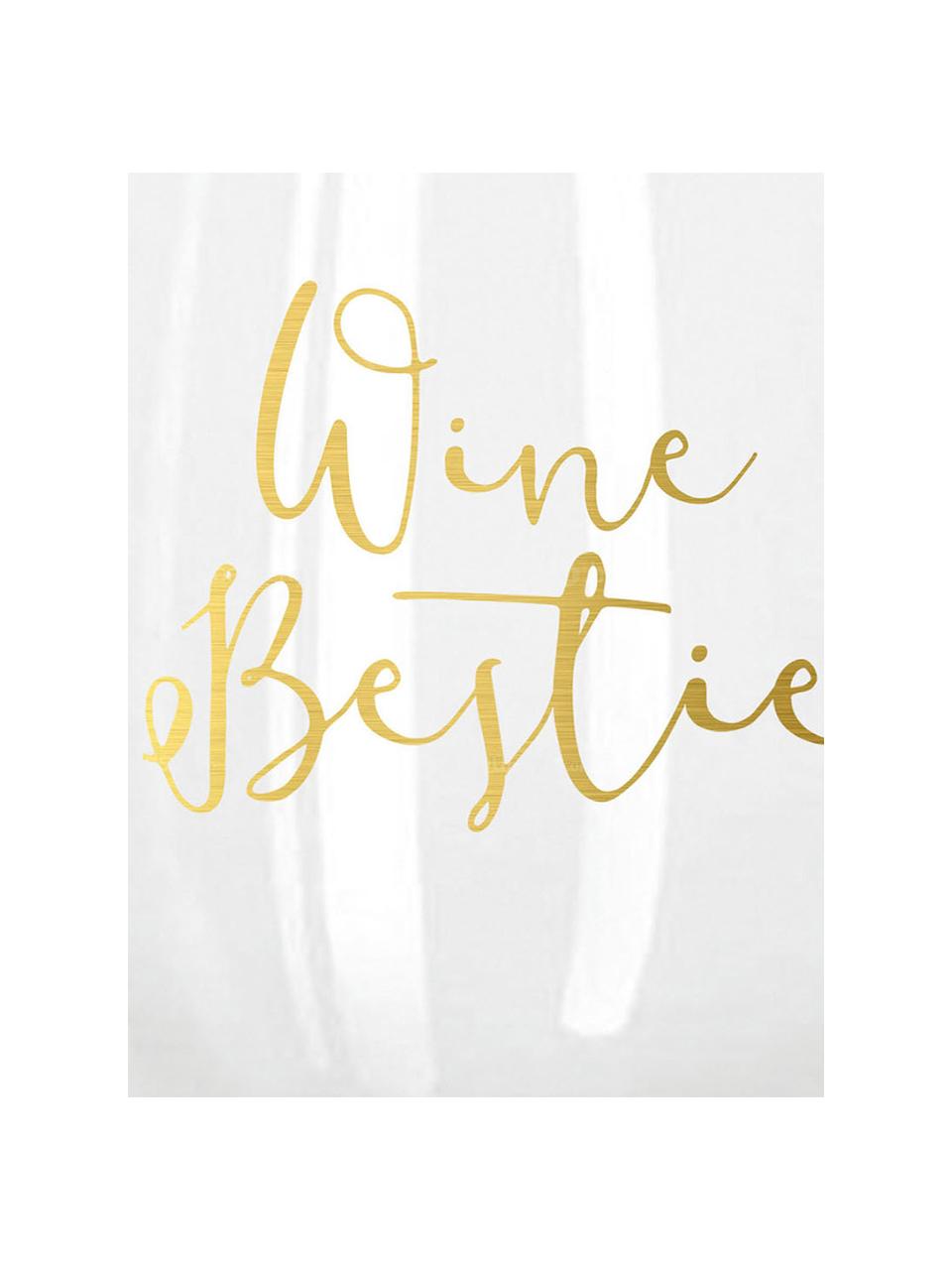 Bicchiere con scritta dorata Wine Bestie 2 pz, Vetro, Trasparente, dorato, Ø 10 x Alt. 13 cm
