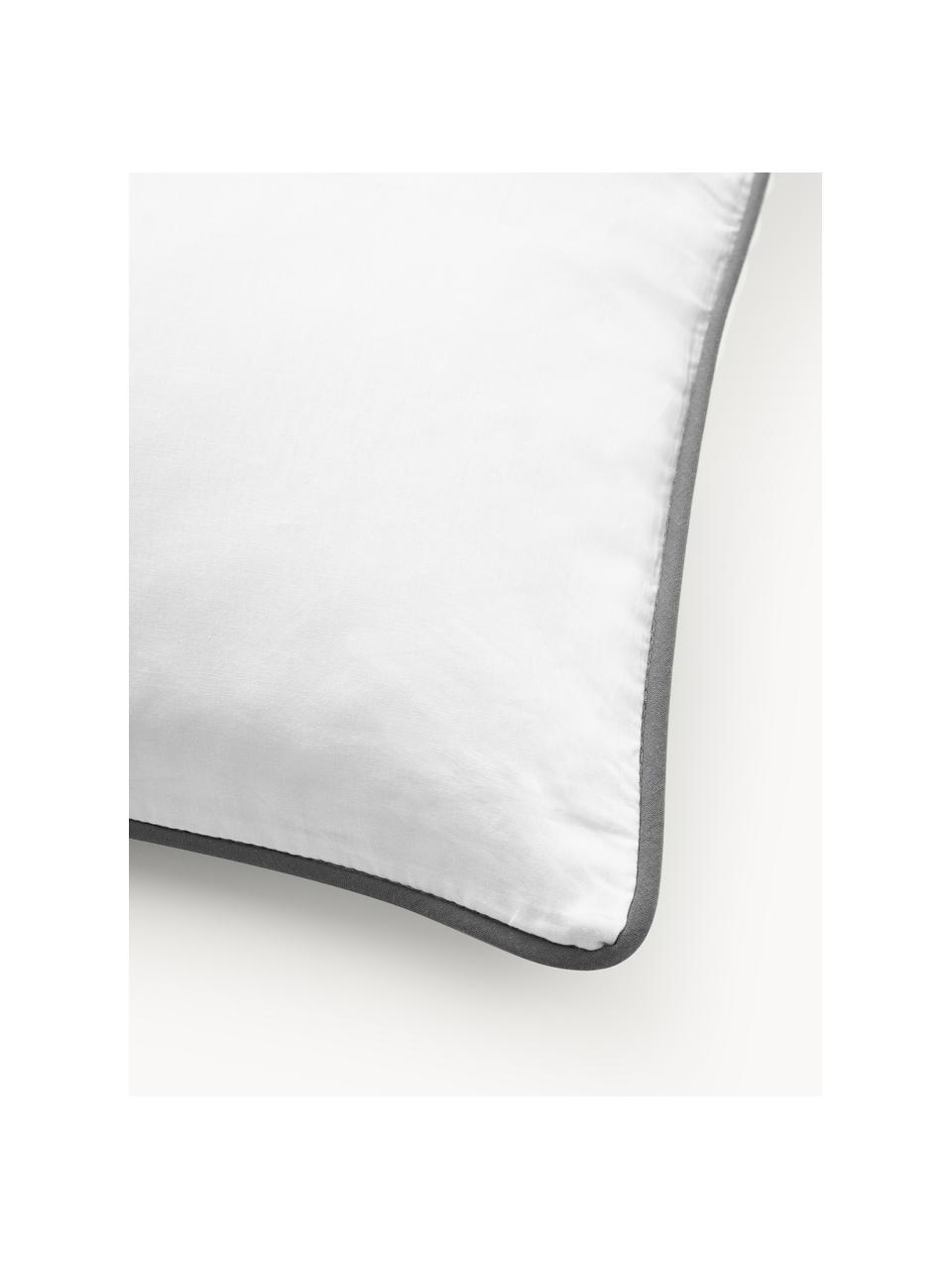 Funda de almohada de percal a cuadros Scarlet, Gris, blanco, An 45 x L 110 cm