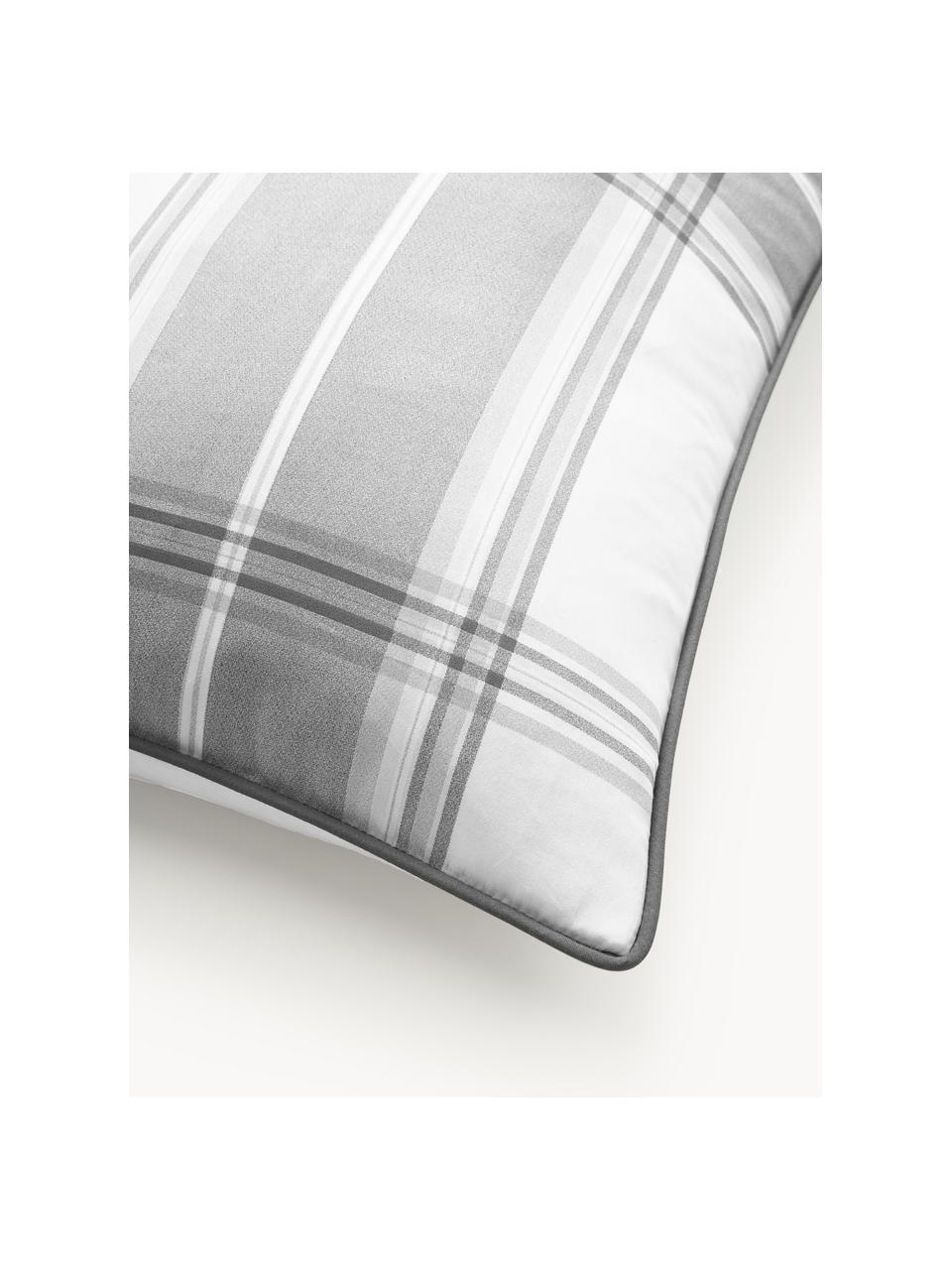 Funda de almohada de percal a cuadros Scarlet, Gris, blanco, An 45 x L 110 cm