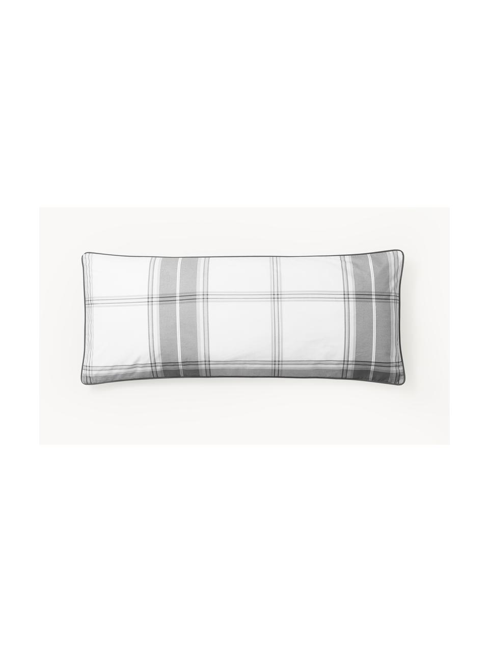 Funda de almohada de percal a cuadros Scarlet, Gris, blanco, An 45 x L 110 cm