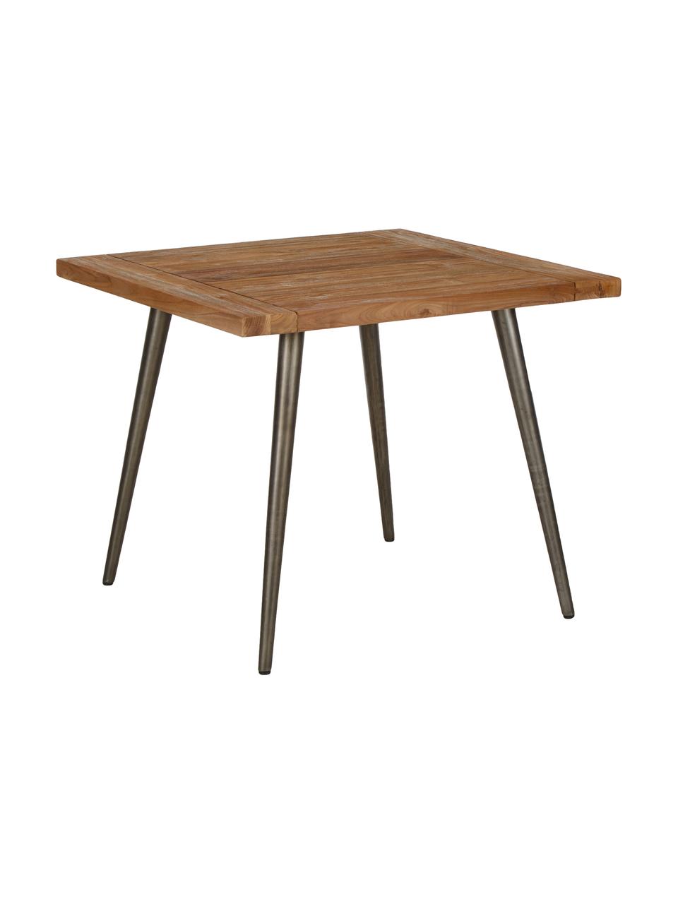 Mesa de comedor de madera de teca reciclada Kapal, Patas: acero con marcas intencio, Teca, An 90 x F 90 cm