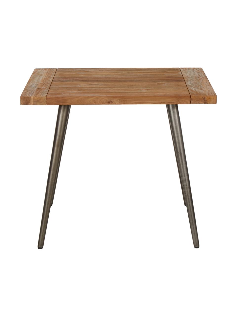 Mesa de comedor de madera de teca reciclada Kapal, Patas: acero con marcas intencio, Teca, An 90 x F 90 cm