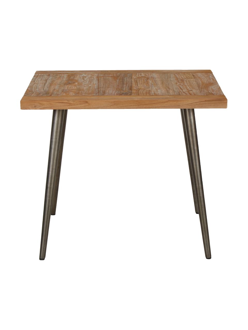 Mesa de comedor de madera de teca reciclada Kapal, Patas: acero con marcas intencio, Teca, An 90 x F 90 cm