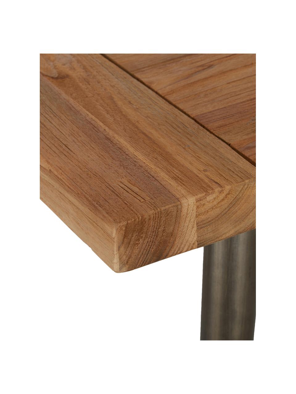 Petite table avec plateau en bois Kapal, 90 x 90 cm, Bois de teck, noir, larg. 90 x prof. 90 cm