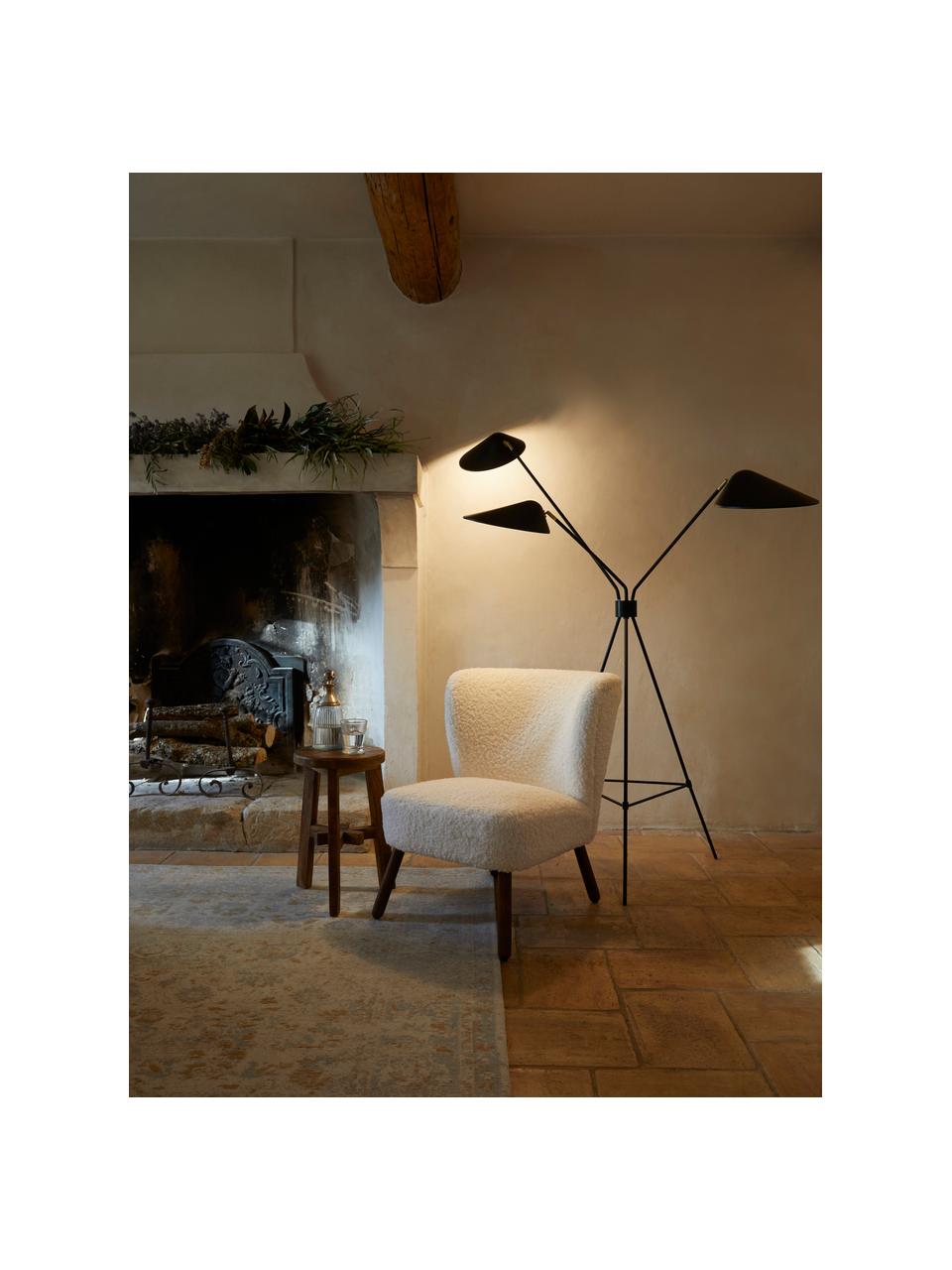 Lampada da terra treppiede grande Neron, Decorazione: metallo ottonato, Nero, Alt. 170 cm