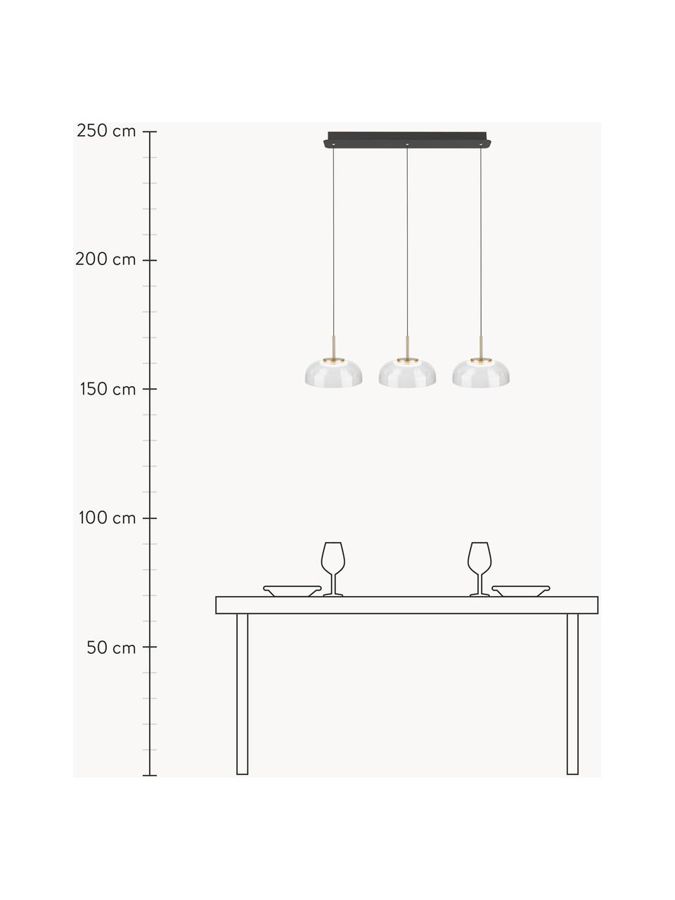 Grande suspension LED Vitrum, Transparent, doré, noir, larg. 80 x haut. 15 cm