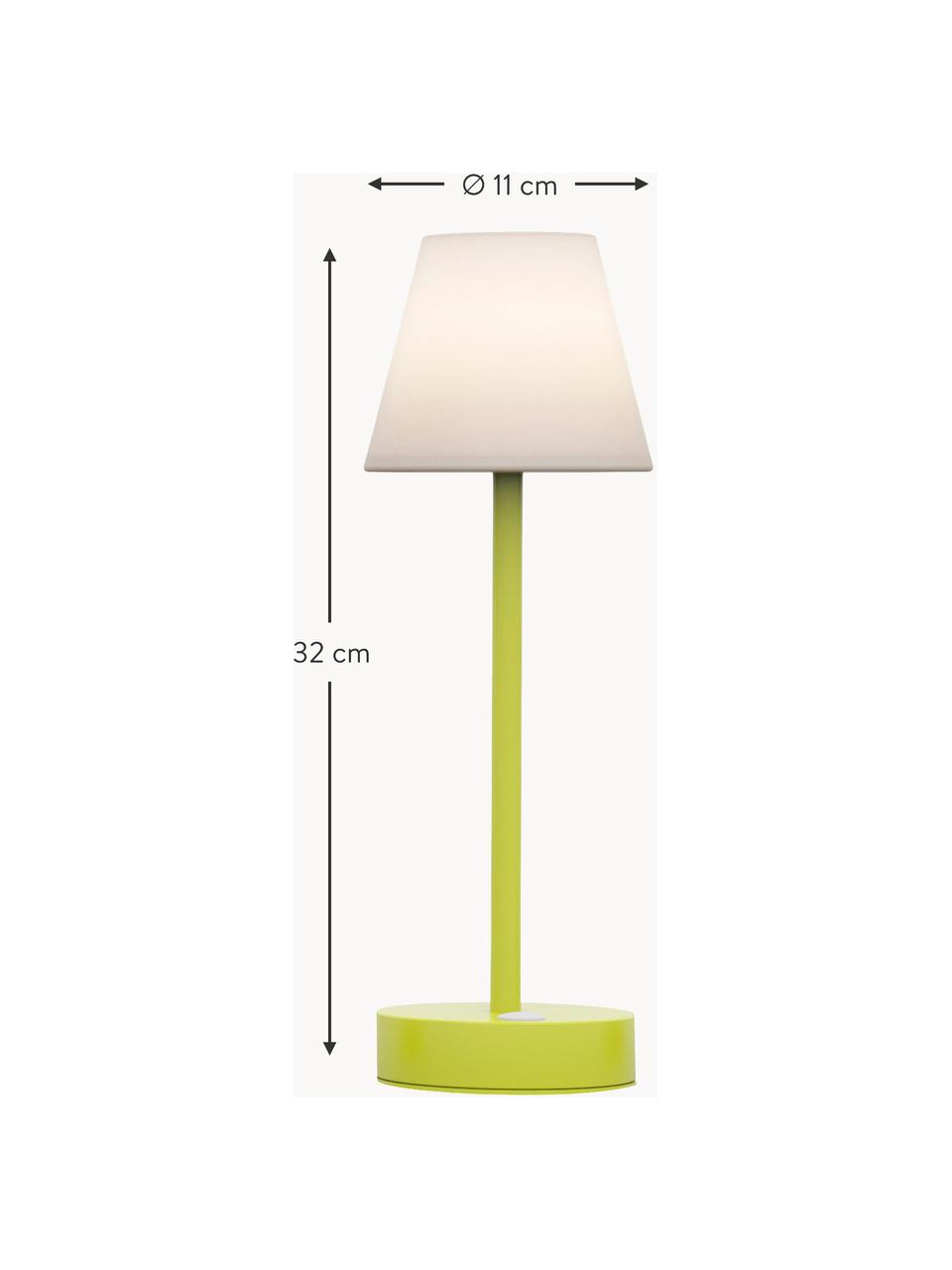 Lampada da tavolo portatile a LED da esterno con luce regolabile e funzione touch Lola, Paralume: polipropilene, Bianco, verde chiaro, Ø 11 x Alt. 32 cm