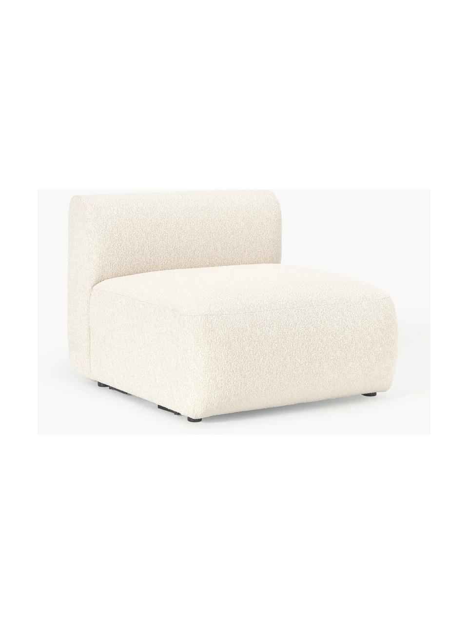 Módulo central en tejido bouclé Sofia, Tapizado: tejido bouclé (100% polié, Estructura: madera de abeto, tablero , Patas: plástico Este producto es, Bouclé blanco Off White, An 87 x F 103 cm