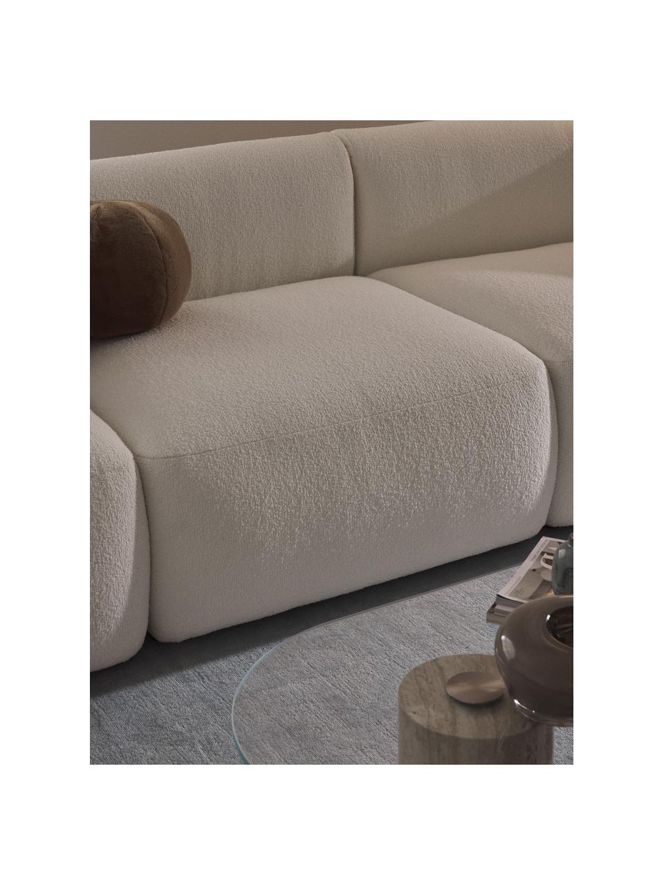 Módulo central en tejido bouclé Sofia, Tapizado: tejido bouclé (100% polié, Estructura: madera de abeto, tablero , Patas: plástico Este producto es, Bouclé blanco Off White, An 87 x F 103 cm