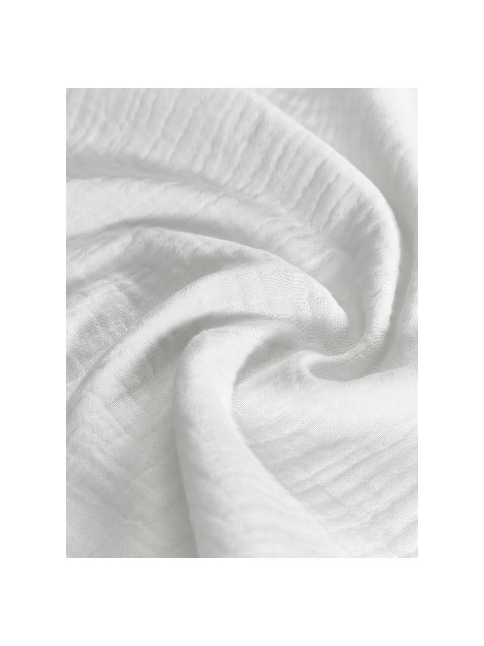Mousseline dekbedovertrek Odile van katoen in wit, Wit, 140 cm x 200 cm
