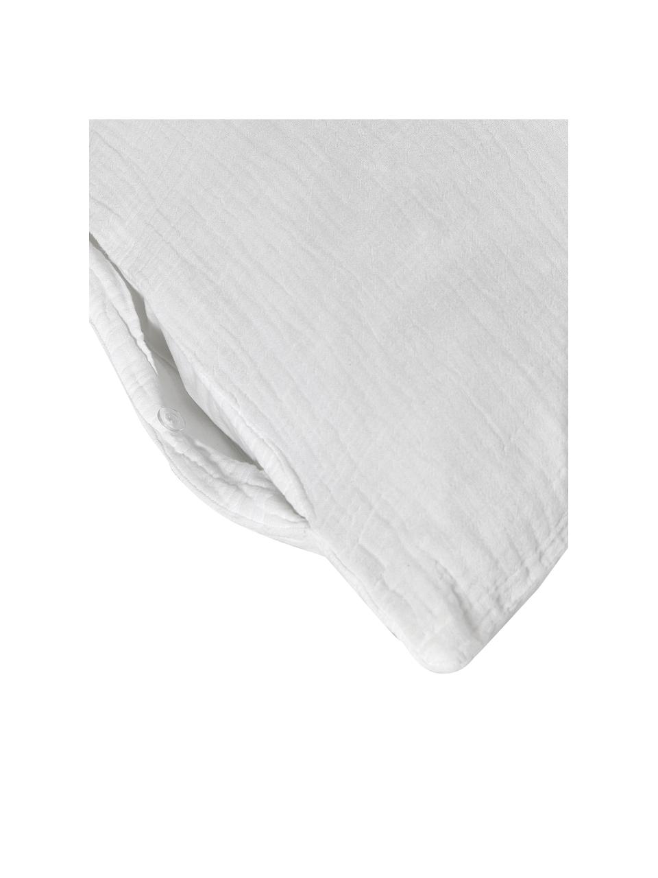 Housse de couette 240x220 mousseline de coton blanc Odile, Blanc, 135 x 200 cm
