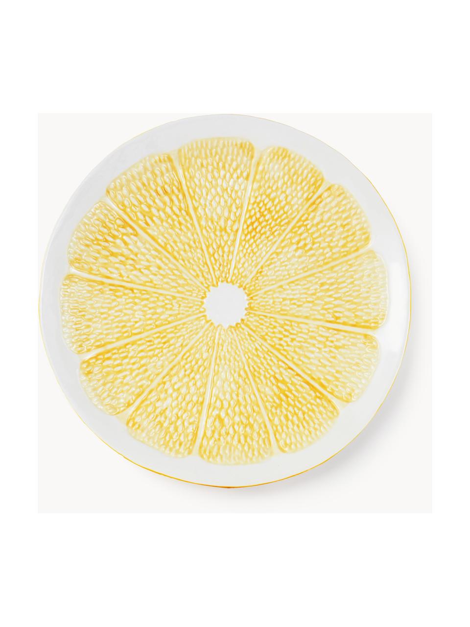 Platos llanos Lemon, 4 uds., Cerámica, Amarillo claro, blanco, Ø 85 x Al 42 cm