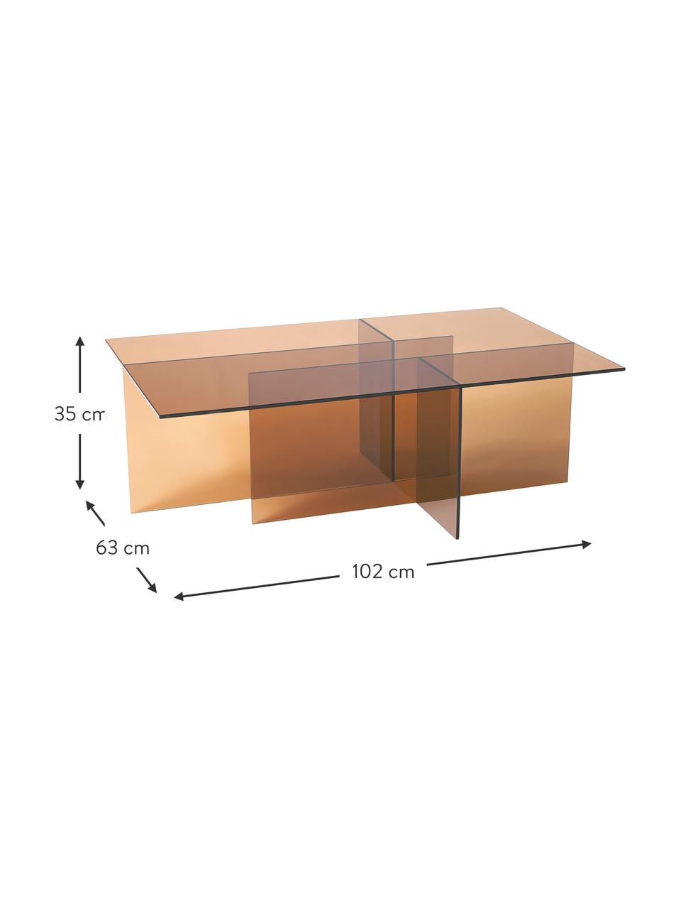 Skleněný konferenční stolek Anouk, Sklo, Hnědá, transparentní, Š 102 cm, V 35 cm