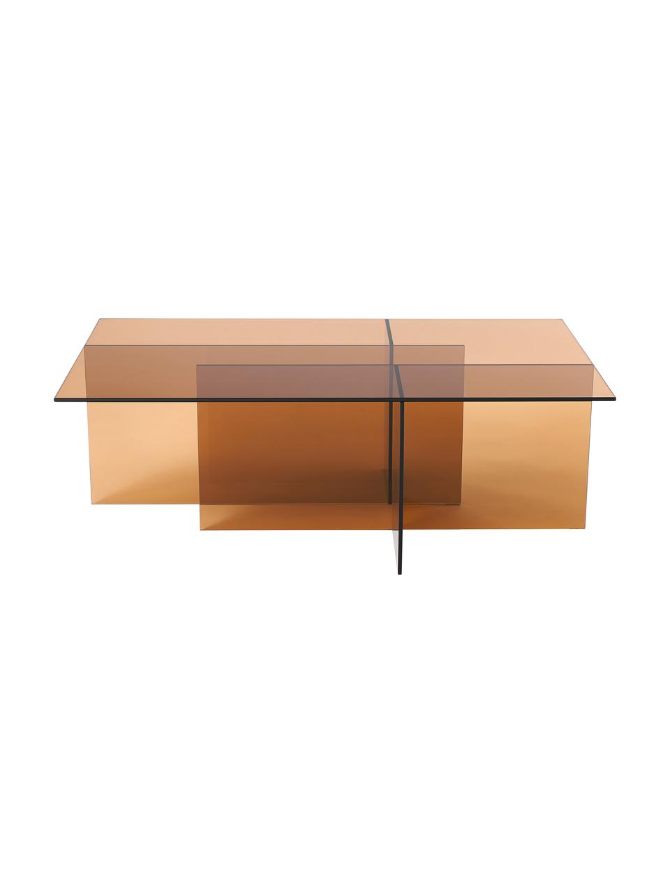 Skleněný konferenční stolek Anouk, Sklo, Hnědá, transparentní, Š 102 cm, V 35 cm