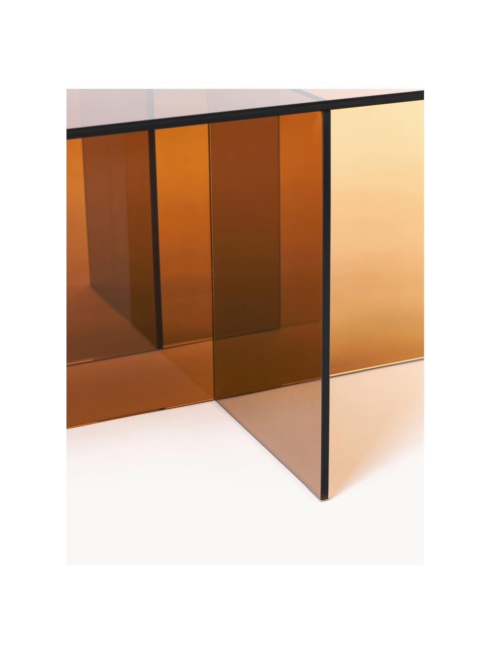 Tavolino da salotto in vetro Anouk, Vetro, Marrone trasparente, Larg. 102 x Prof. 63 cm