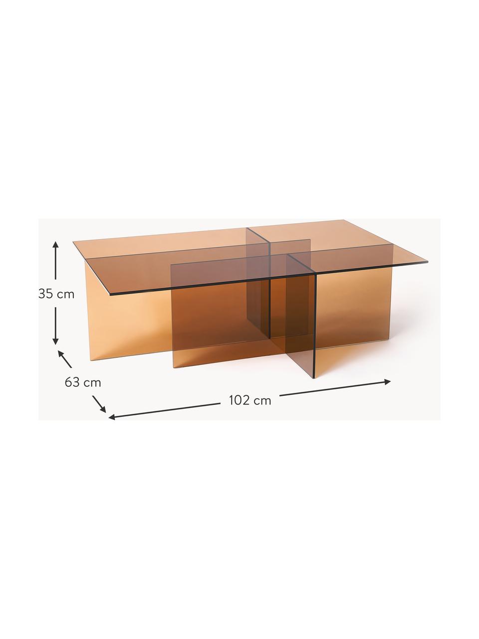 Glazen salontafel Anouk, Glas, Bruin, transparant, B 102 x H 35 cm