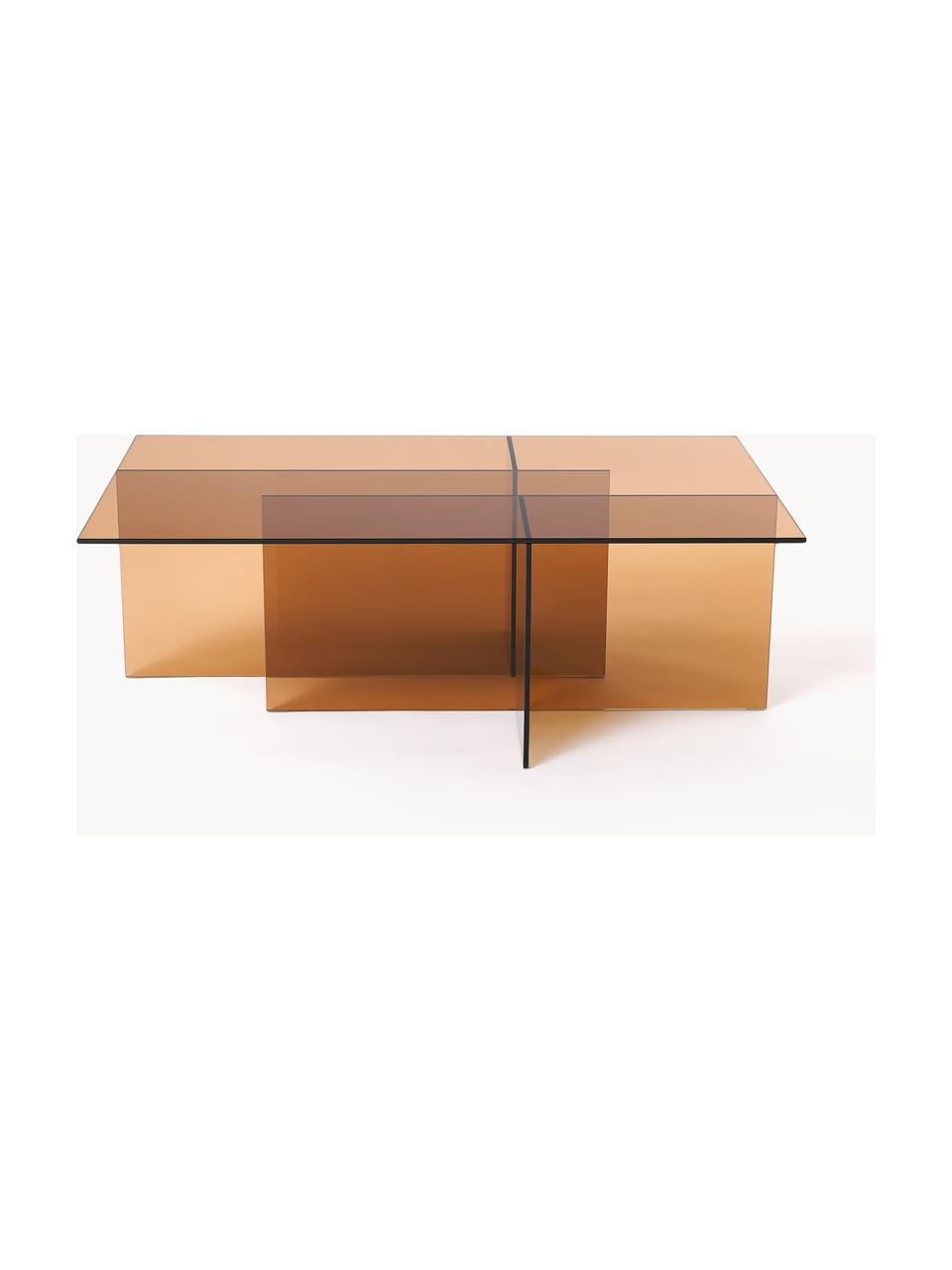 Table basse en verre Anouk, Verre, Brun, transparent, larg. 102 x prof. 63 cm