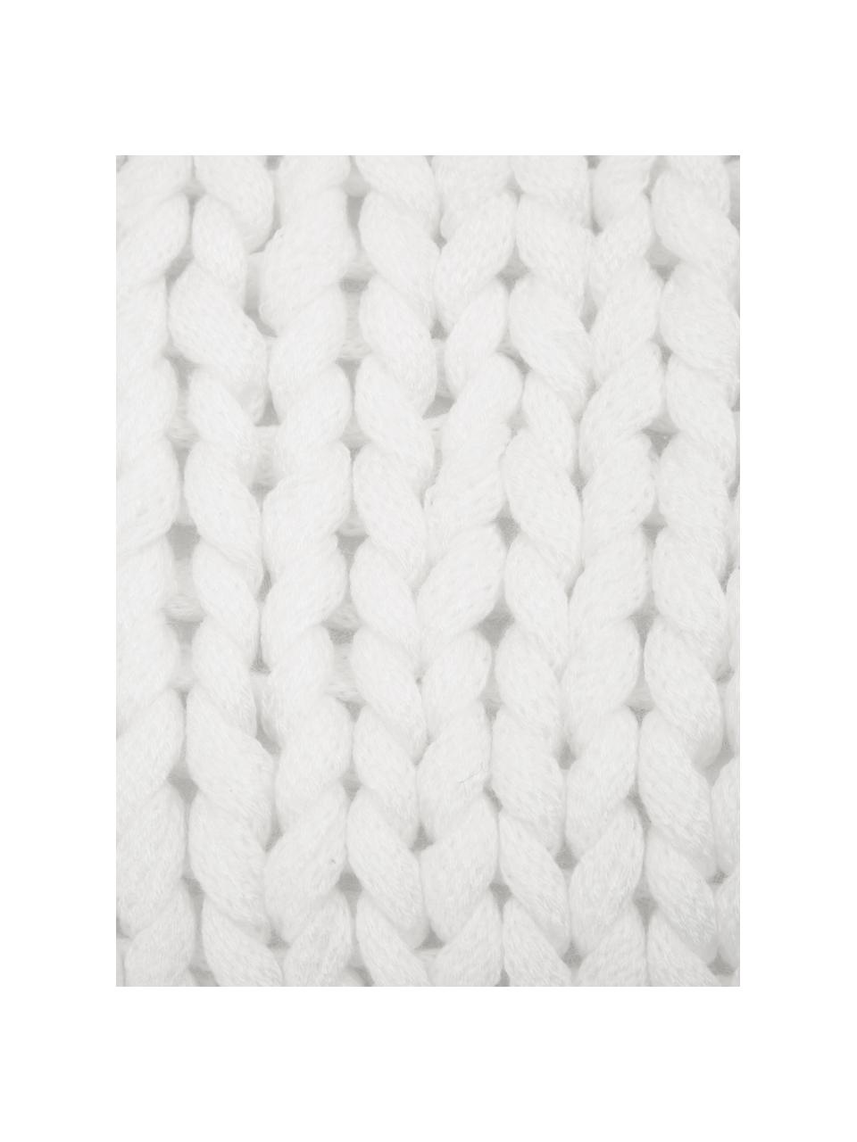 Federa arredo a maglia grossa bianca fatta a mano Adyna, 100% poliacrilico, Bianco, Larg. 30 x Lung. 50 cm