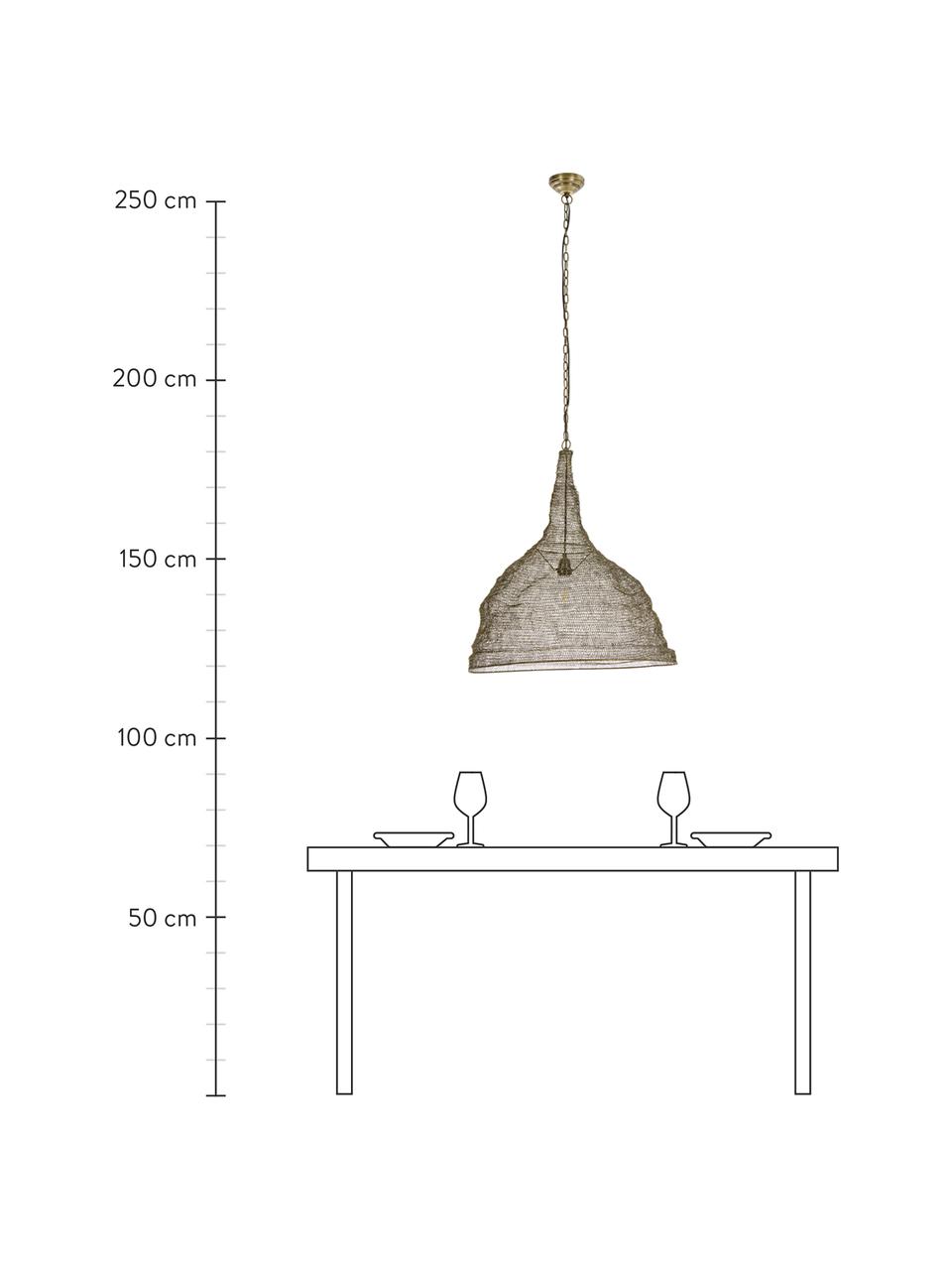 Lámpara de techo grande Amish, Pantalla: metal, Anclaje: metal, Cable: plástico, Dorado con efecto envejecido, Ø 62 x Al 64 cm
