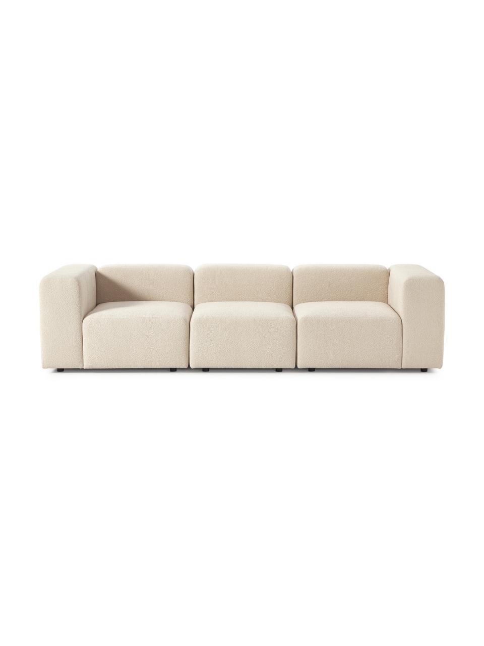 Canapé modulable 4 places en tissu bouclé Lena, Tissu bouclé beige, larg. 284 x prof. 106 cm