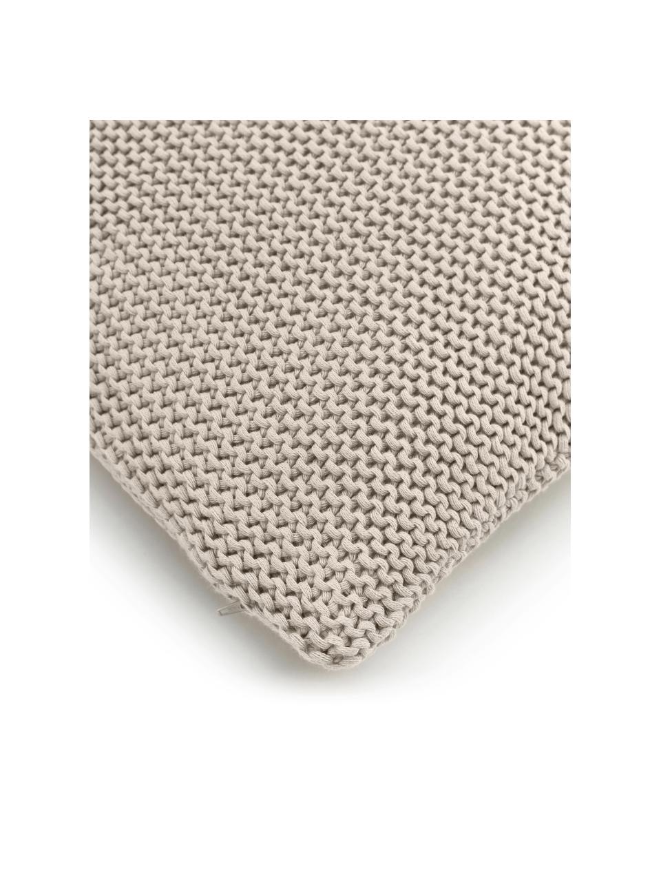 Housse de coussin en tricot Adalyn, 100 % coton bio, certifié GOTS, Beige, larg. 40 x long. 40 cm