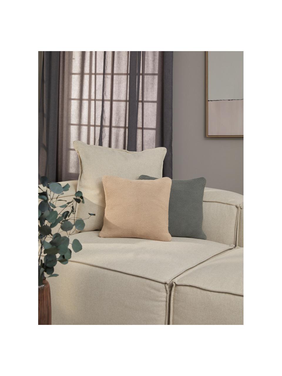 Federa arredo a maglia Adalyn, 100% cotone organico, certificato GOTS, Beige, Larg. 40 x Lung. 40 cm