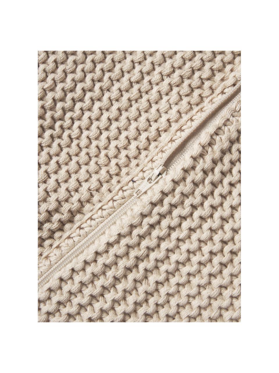 Funda de cojín de punto de algodón ecológico Adalyn, 100% algodón ecológico, certificado GOTS, Beige claro, An 40 x L 40 cm