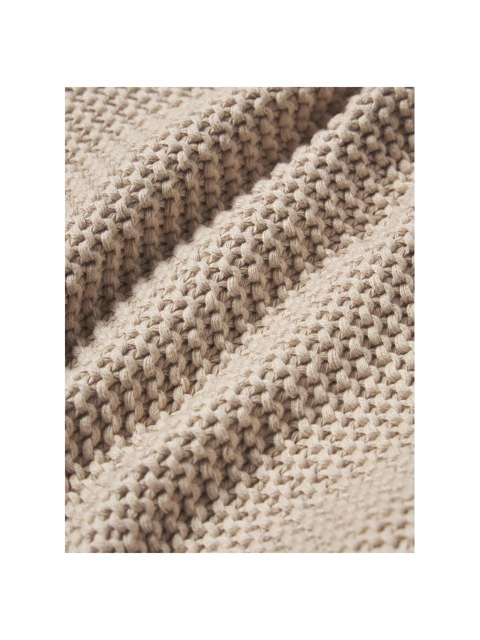 Housse de coussin en tricot de coton bio Adalyn, 100 % coton bio, certifié GOTS, Beige clair, larg. 40 x long. 40 cm