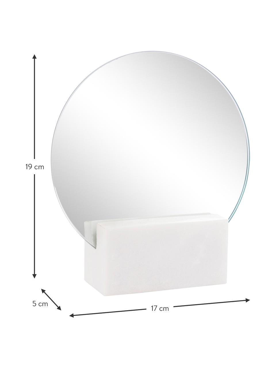 Kosmetikspiegel Humana, Spiegelfläche: Spiegelglas, Fuß: Marmor, Weiß, 17 x 19 cm