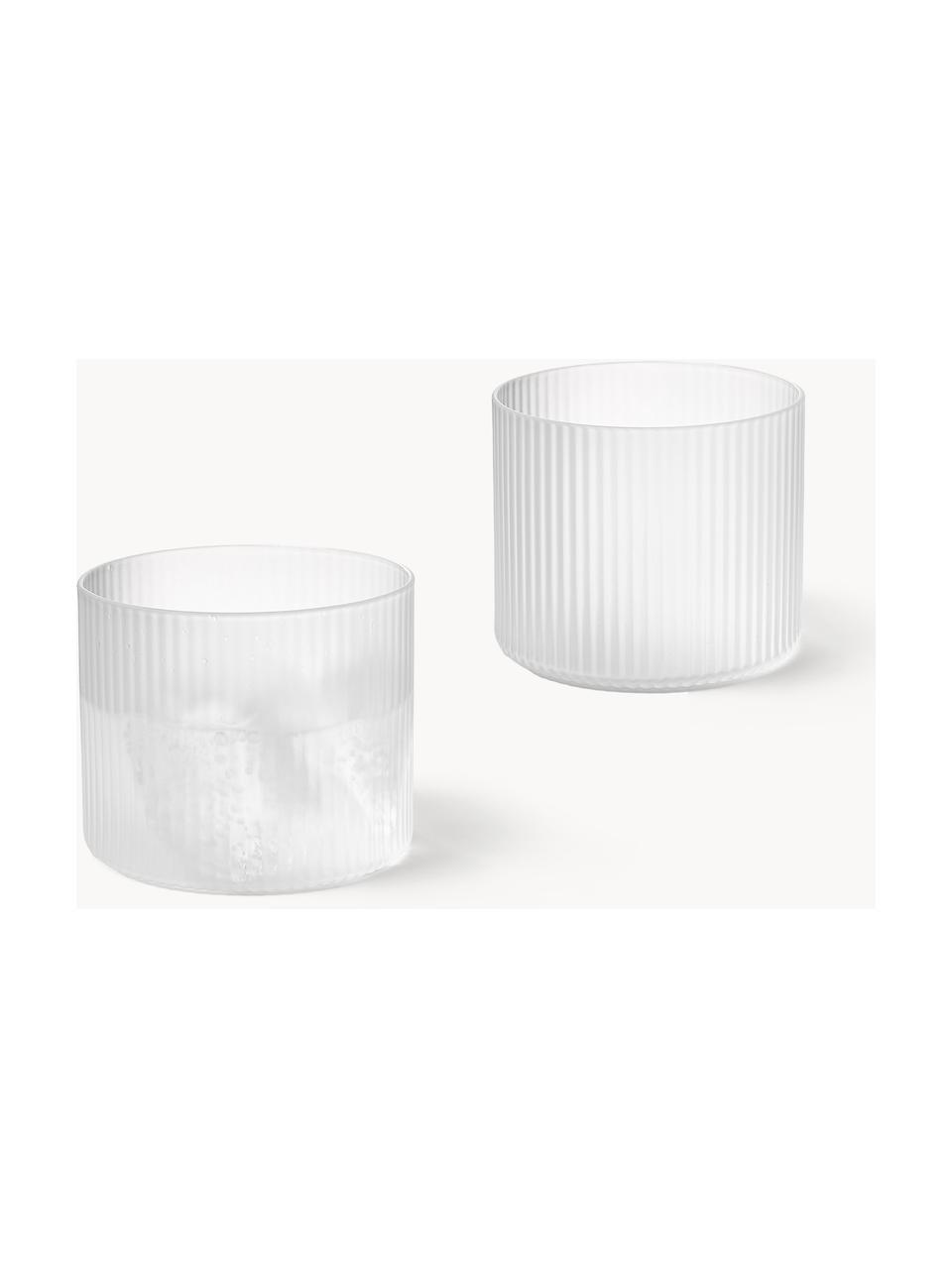 Verres à eau striés soufflés bouche Ripple, 4 pièces, Verre, soufflé bouche, Translucide, mat, Ø 8 x haut. 6 cm, 200 ml