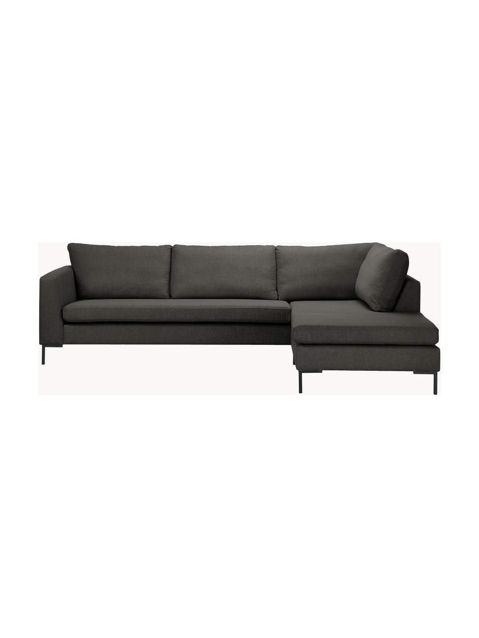 Sofa narożna Luna, Tapicerka: 100% poliester z certyfik, Stelaż: lite drewno bukowe, sklej, Nogi: metal galwanizowany, Antracytowa tkanina, S 280 x G 184 cm, lewostronna