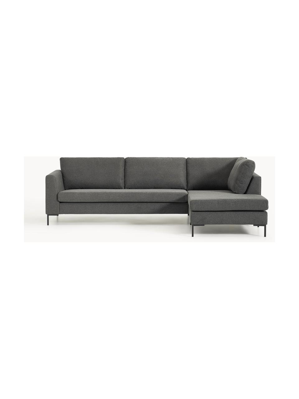 Ecksofa Luna, Bezug: 100 % Polyester Der strap, Gestell: Massives Buchenholz, Schi, Füße: Metall, galvanisiert Das , Webstoff Anthrazit, B 280 x T 184 cm, Eckteil links