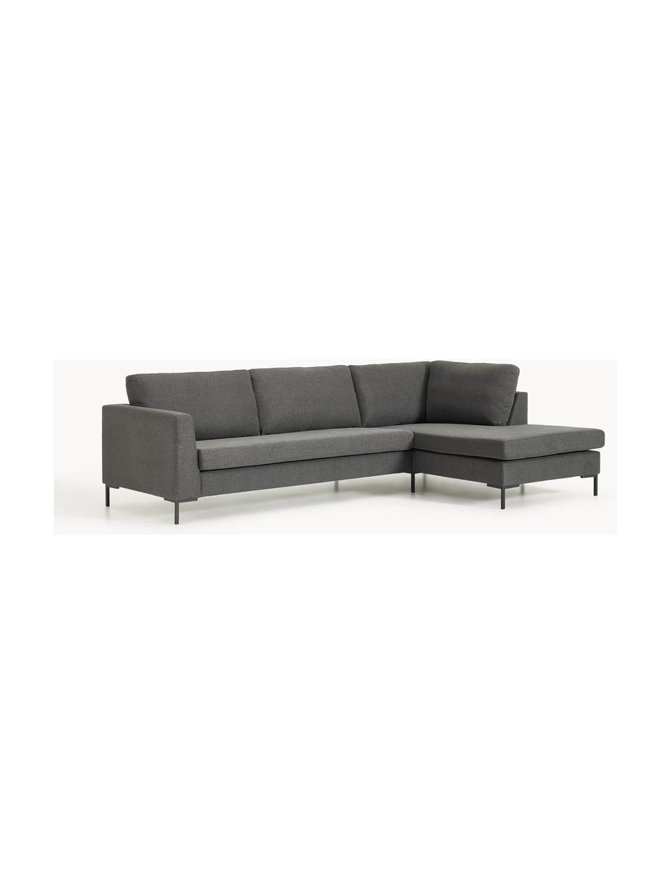 Ecksofa Luna, Bezug: 100 % Polyester Der strap, Gestell: Massives Buchenholz, Schi, Füße: Metall, galvanisiert Das , Webstoff Anthrazit, B 280 x T 184 cm, Eckteil links