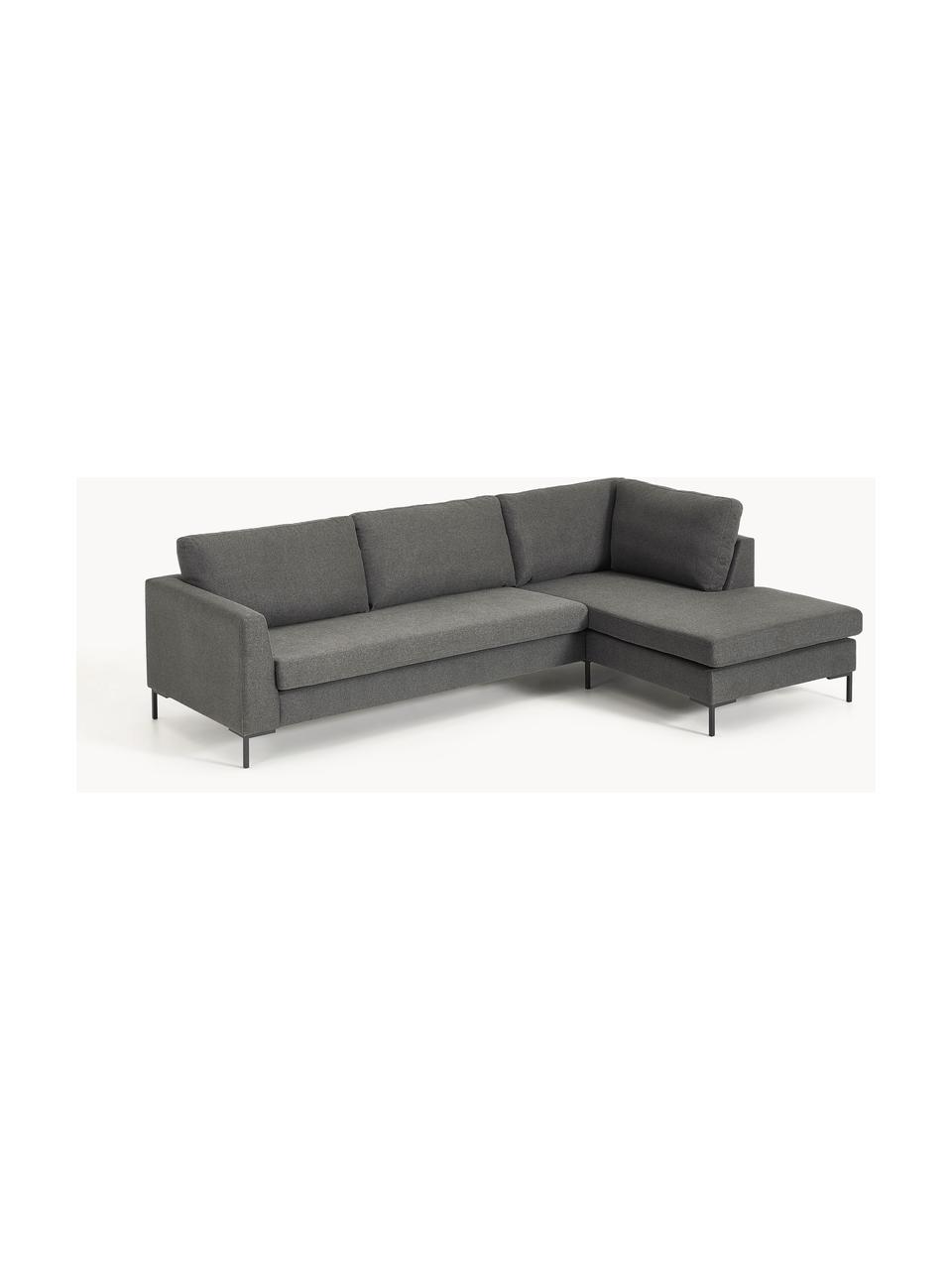 Ecksofa Luna, Bezug: 100 % Polyester Der strap, Gestell: Massives Buchenholz, Schi, Füße: Metall, galvanisiert Das , Webstoff Anthrazit, B 280 x T 184 cm, Eckteil links