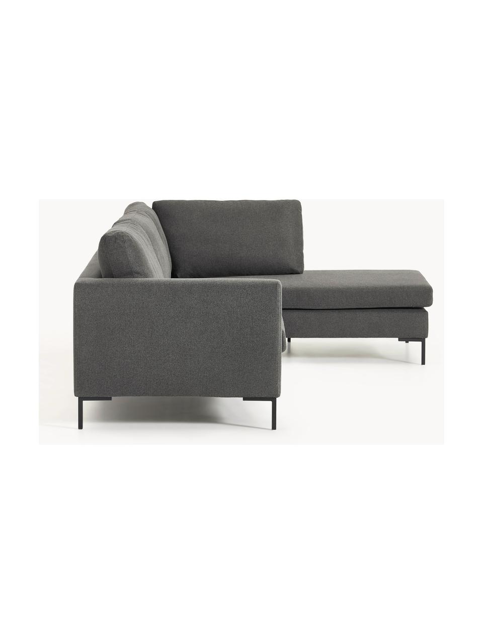 Ecksofa Luna, Bezug: 100 % Polyester Der strap, Gestell: Massives Buchenholz, Schi, Füße: Metall, galvanisiert Das , Webstoff Anthrazit, B 280 x T 184 cm, Eckteil links