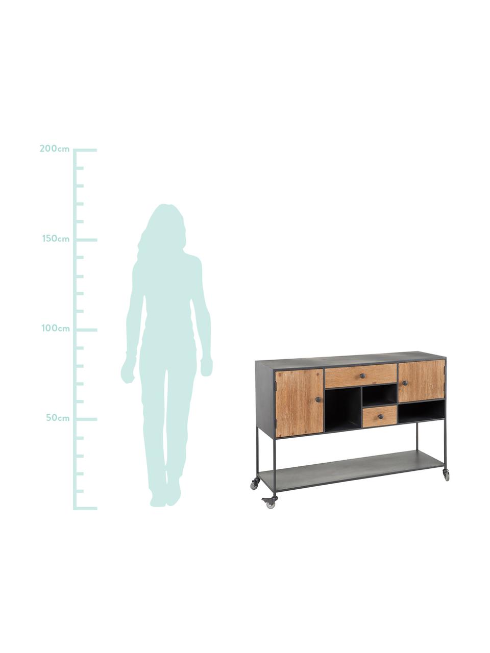 Aparador Fumo, estilo industrial, Abeto, negro, An 120 x Al 81 cm