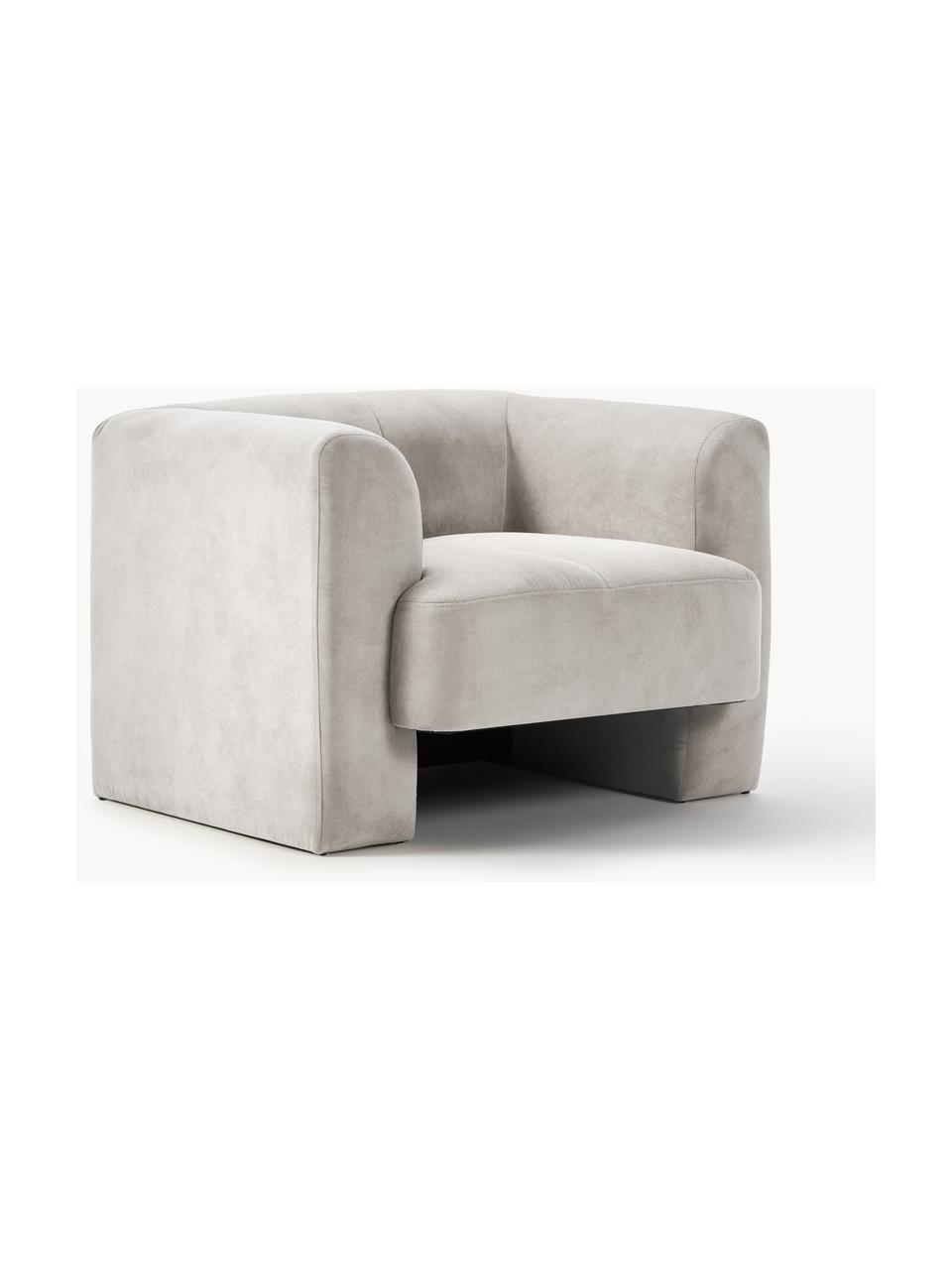 Fauteuil Bobi, Bekleding: 88% polyester, 12% nylon , Frame: massief grenenhout (FSC-g, Geweven stof lichtgrijs, B 100 x D 82 cm