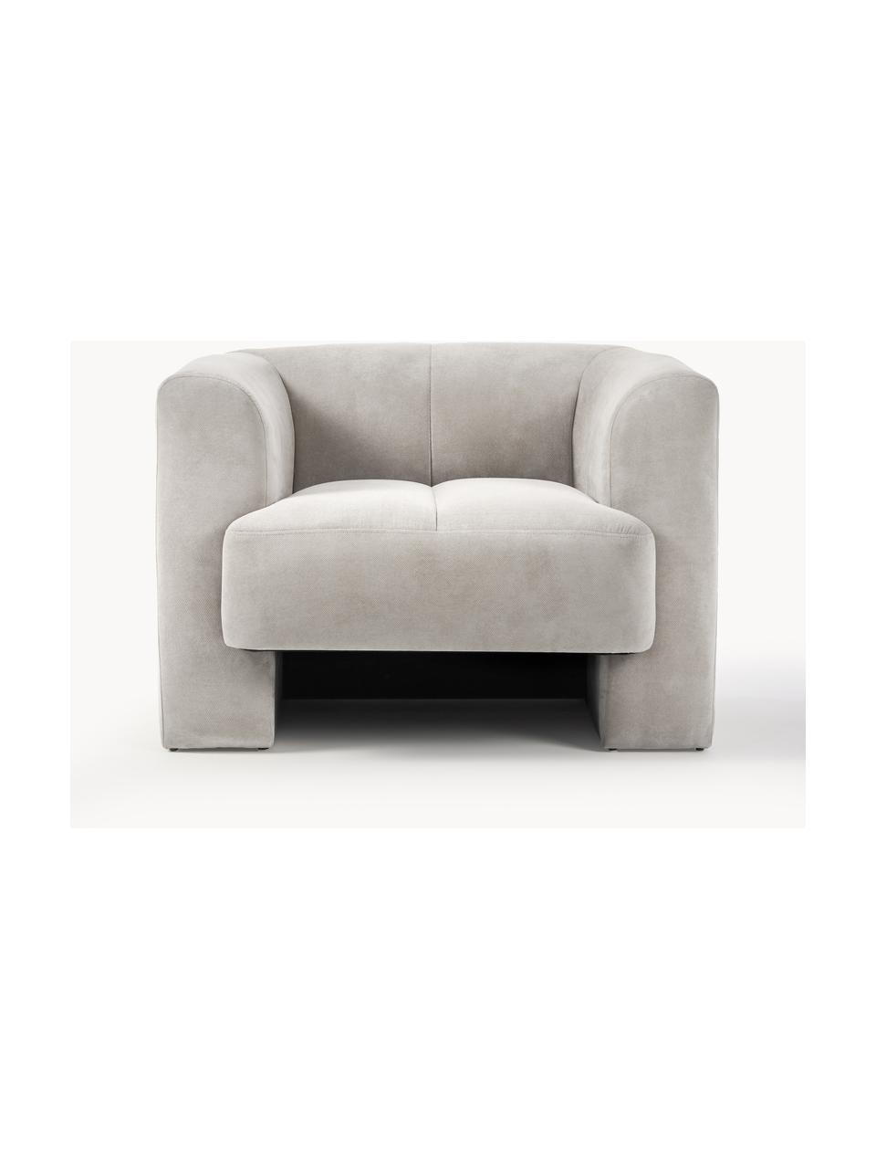 Fauteuil Bobi, Bekleding: 88% polyester, 12% nylon , Frame: massief grenenhout (FSC-g, Geweven stof lichtgrijs, B 100 x D 82 cm