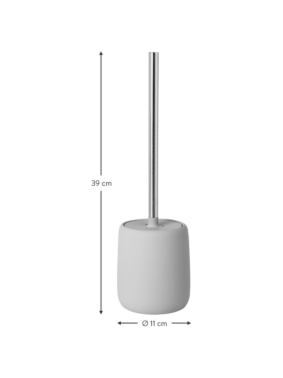 Escobilla de baño de cerámica Sono, Recipiente: cerámica, Gris, plateado, Ø 11 x Al 39 cm