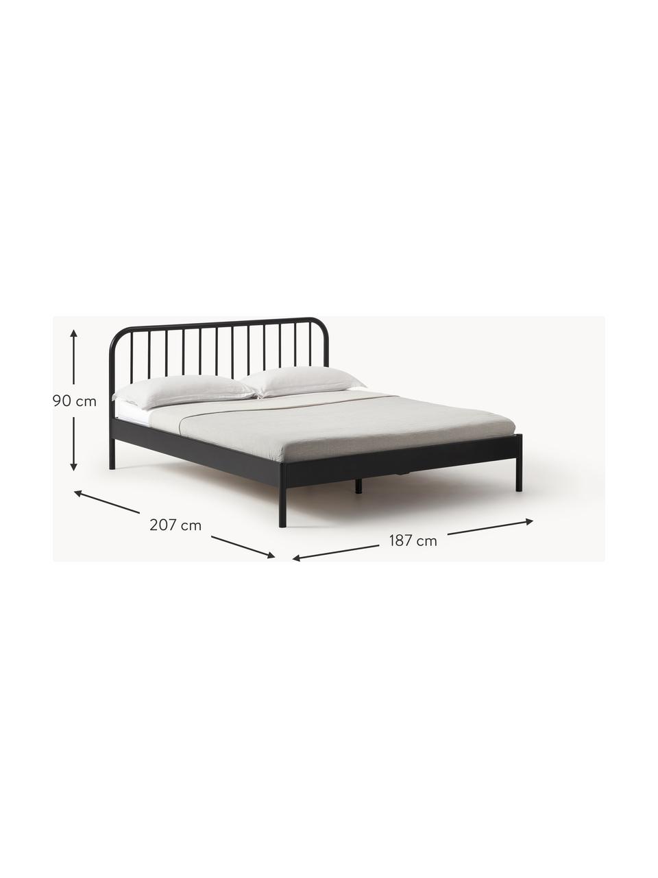 Cama de metal Sanna, Metal con pintura en polvo, Negro, An 140 x L 200 cm