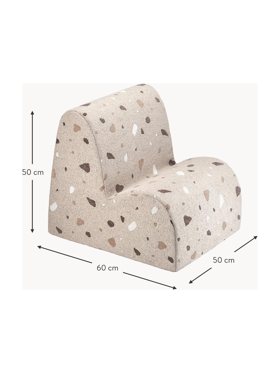 Handgefertigter Bouclé-Kindersessel Cloud, Bouclé Beige, Terrazzo-Optik, B 50 x T 60 cm