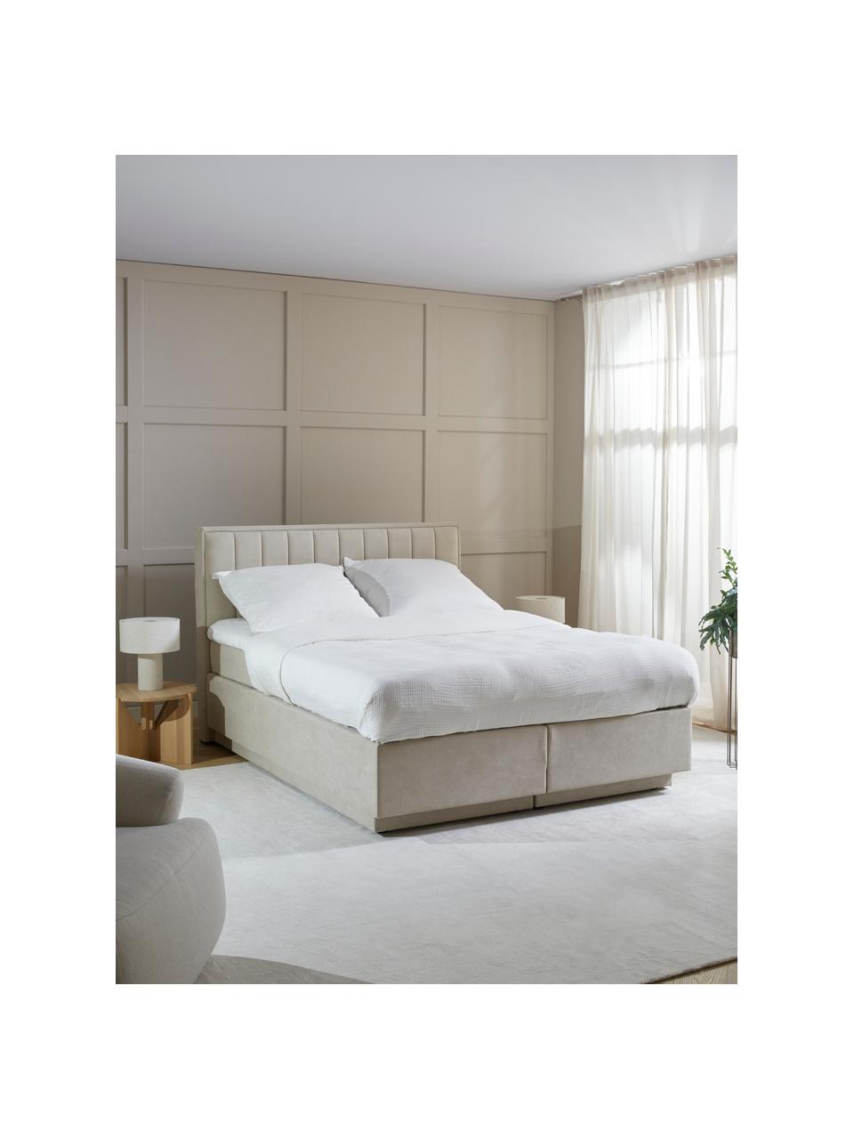 Kontinentálna posteľ s úložným priestorom Livia, Krémová, Š 160 x D 200 cm, tvrdosť H3