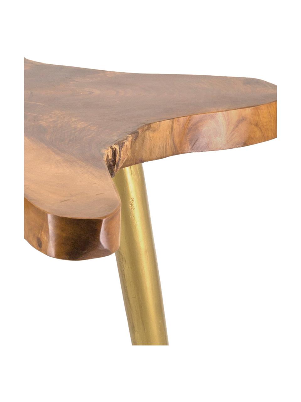 Ręcznie wykonany stolik kawowy z drewna tekowego Raiz, Drewno tekowe, Brązowy, odcienie złotego, S 60 x G 60 cm