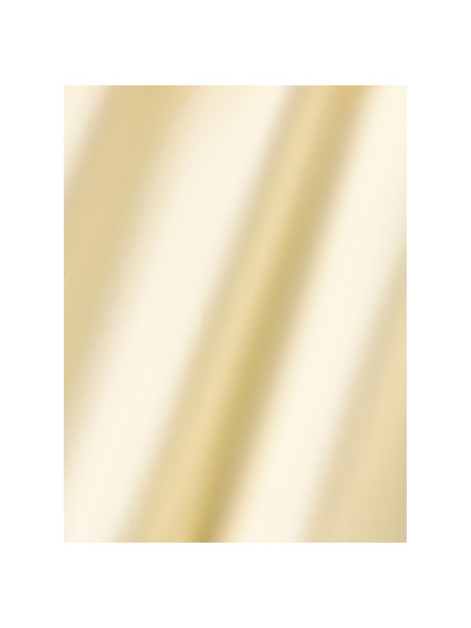 Drap-housse en percale de coton pour sommier tapissier Elsie, Jaune pâle, larg. 90 x long. 200 cm, haut. 35 cm